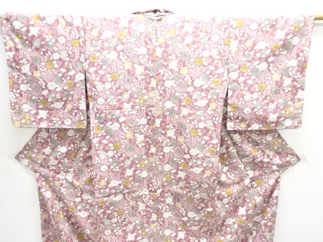  未使用品　草花模様小紋着物